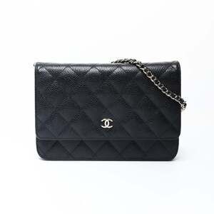 CHANEL Matelasse Chain Wallet Shoulder Bag Black WS26626